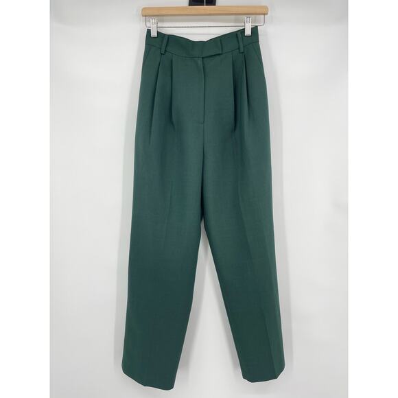 The Frankie Shop NWT | Bea High Waisted Pleated Forest Green Trousers  XS - Picture 3 of 14